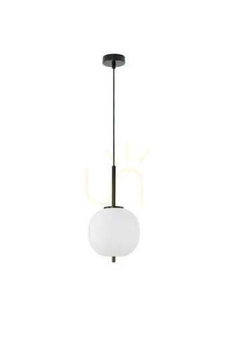 Verifica Lustră suspendată Luces Exclusivas MARC LE42721, abajur din sticlă albă ø18,5 cm, E14 max. 5 W, neagră, înălțime 120 cm