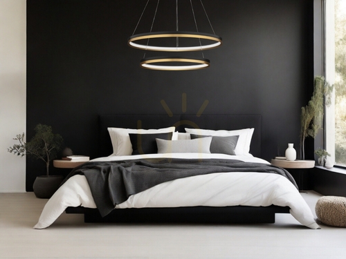 Verifica Lampă suspendată LED BANE Luces Exclusivas negru-auriu, 2 inele Ø80 cm LE43226