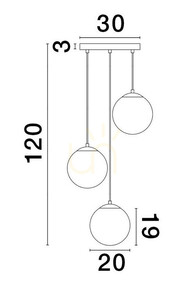 Lampă suspendată Luces Exclusivas ADELA LE43361 aurie, 3×E27 small 1
