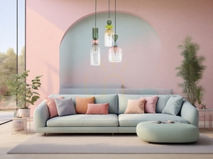 Lampă suspendată Luces Exclusivas BALAM aurie cu sticlă colorată 3xE14 LE43400 small 3