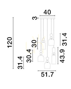 Lampă suspendată Luces Exclusivas BALAM LE43401 aurie cu sticlă colorată 5xE14 51,7 cm small 2