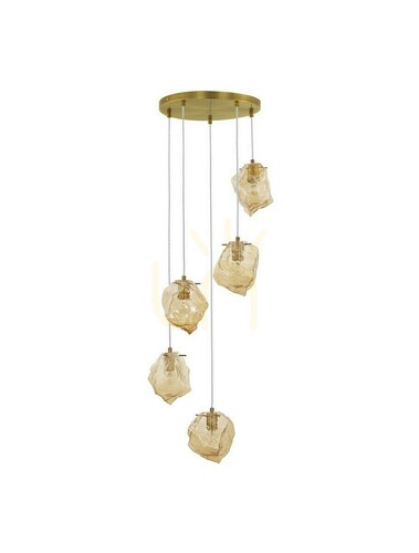 Verifica Lustră Luces Exclusivas BALUN LE43402 5xE14 aurie abajururi chihlimbarii ⌀48 cm