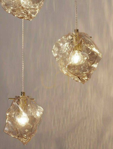 Verifica Lustră suspendată Luces Exclusivas BALUN LE43403 3xE14 auriu abajururi chihlimbarii ⌀40 cm