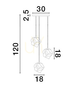 Lustră suspendată Luces Exclusivas BALUN LE43403 3xE14 auriu abajururi chihlimbarii ⌀40 cm small 2