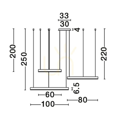 Verifica Lustră suspendată Luces Exclusivas JACA LE43503, trei inele LED 140 W 3000 K, neagră, Ø100 cm