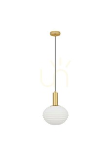 Lampă suspendată BALAJU Luces Exclusivas LE43678 aurie, abajur de sticlă Ø24 cm, E27 small 0