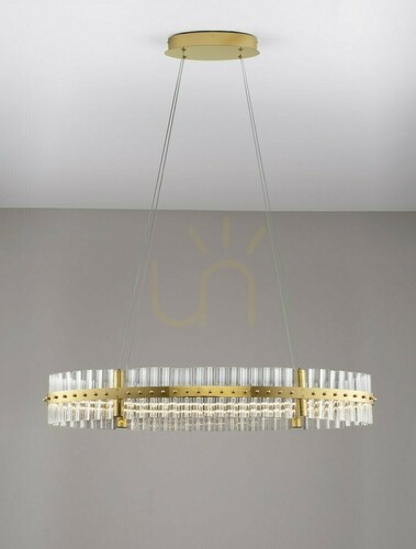Verifica Lustră suspendată MAYO Luces Exclusivas LE44227, LED 45 W, 3500 K, aurie, Ø90 cm