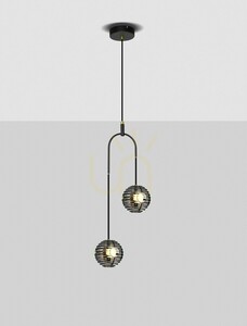 Lustră suspendată SECO LE44233, negru cu auriu, sticlă fumurie, LED 20 W 2527 lm 3000 K — Luces Exclusivas small 1