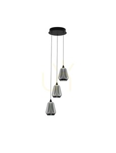 Lampă suspendată LED RORIZNO Luces Exclusivas LE45110 – neagră, sticlă fumurie small 0