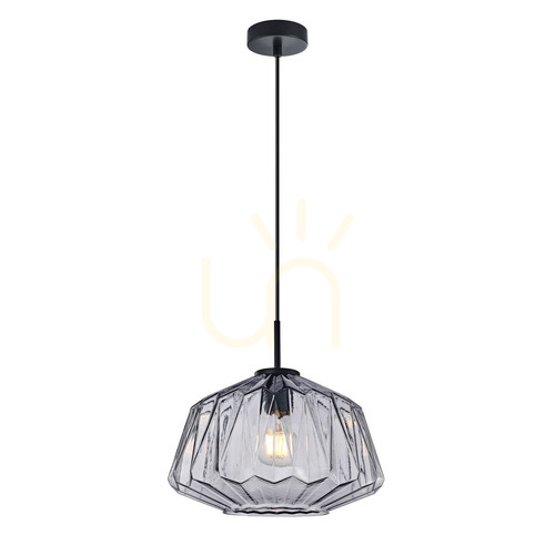 Verifica Lampă suspendată Italux Antita neagră cu abajur din sticlă fumurie E27 30 cm PND-3644-1-BK-SG