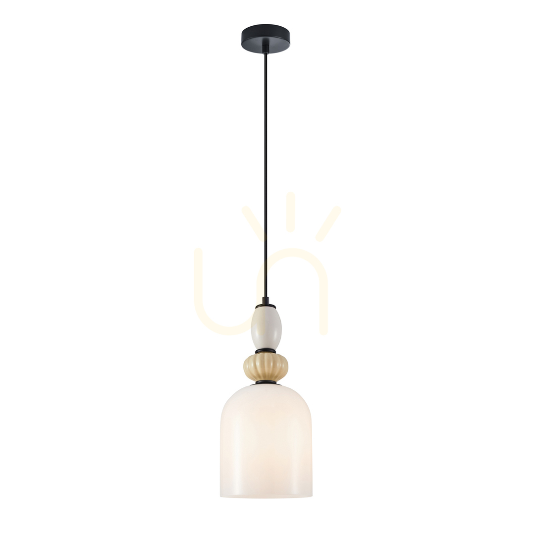 Pendul Italux Bonata E27 negru/alb, sticlă, D15 cm, PND-36573-1B-BK-WH