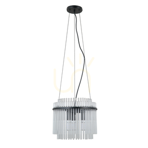 Pendul Italux Bonte negru cu sticlă transparentă 3xE14 PND-40929-3A-BK small 0
