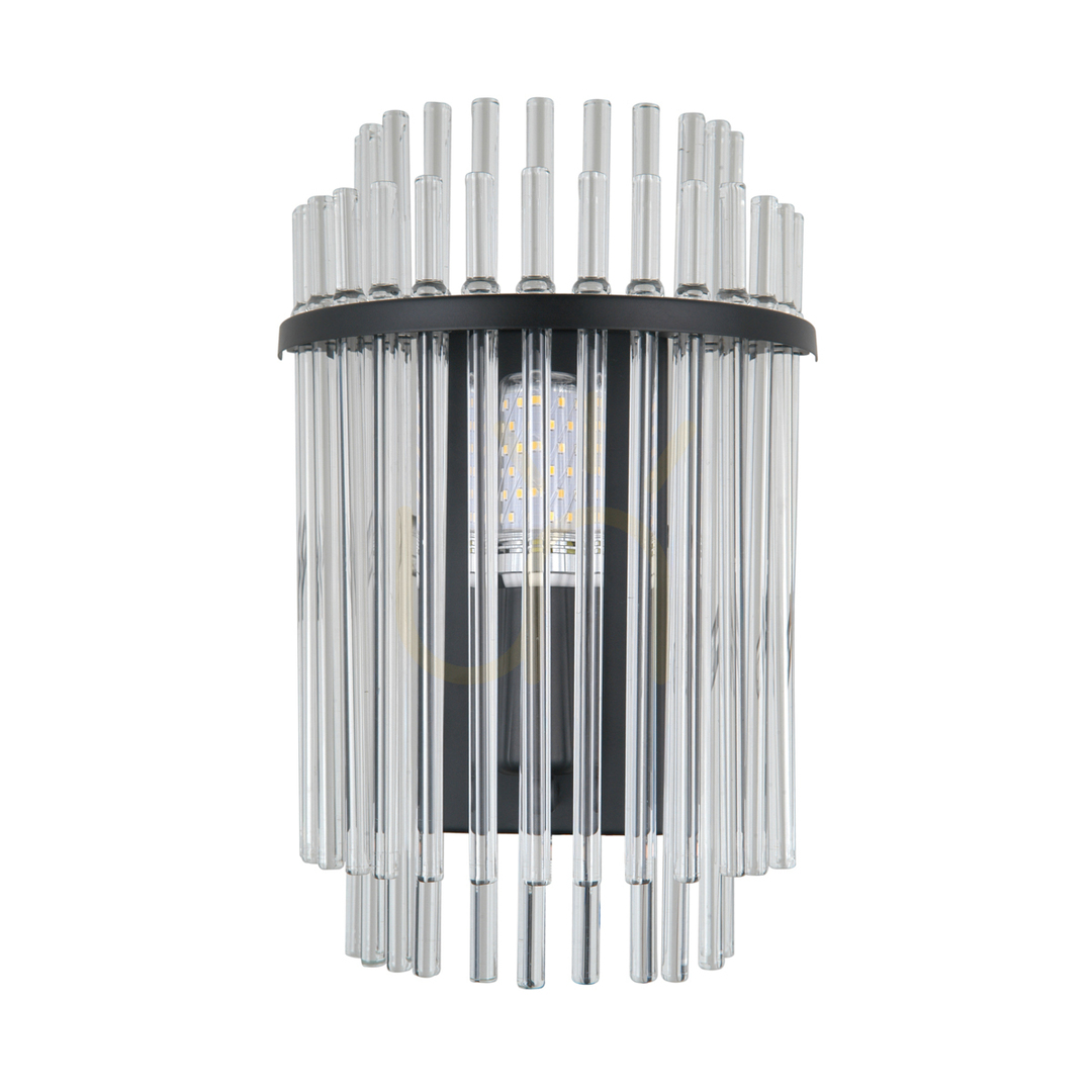Verifica Lampă de perete Italux neagră din sticlă transparentă E14 WL-40929-1A-BK Lampă de perete Italux neagră din sticlă transparentă E14 WL-40929-1A-BK