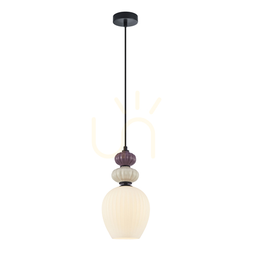 Verifica Lampă suspendată Italux Domali negru E27, sticlă albă, PND-36816-1B-BK-WH