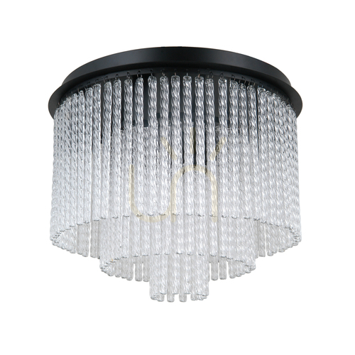 Verifica Plafonieră Italux Naute neagră cu 7 becuri E14, sticlă transparentă, 38 cm PLF-40931-7A-BK