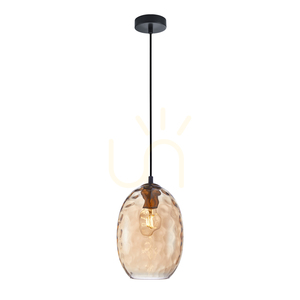 Pendul Italux Novala cu abajur din sticlă de culoarea chihlimbarului, E27, 18 cm, PND-3031-1-BRO-AMB small 0