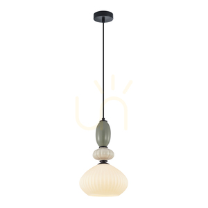 Pendul Italux Domali E27, negru cu elemente gri PND-36816-1E-BK-WH small 0