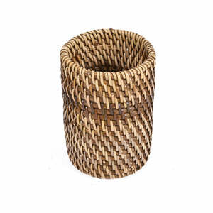 Suport pentru periuțe Bazar Bizar Colonial, ratan împletit, maro natural, 9x9x12 cm small 1
