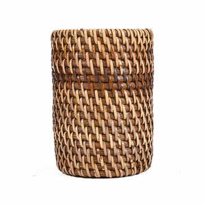 Suport pentru periuțe Bazar Bizar Colonial, ratan împletit, maro natural, 9x9x12 cm small 0