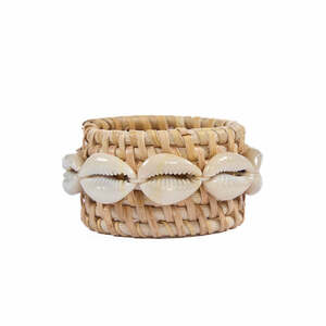 Inel șervețel rattan scoică alb natural small 0