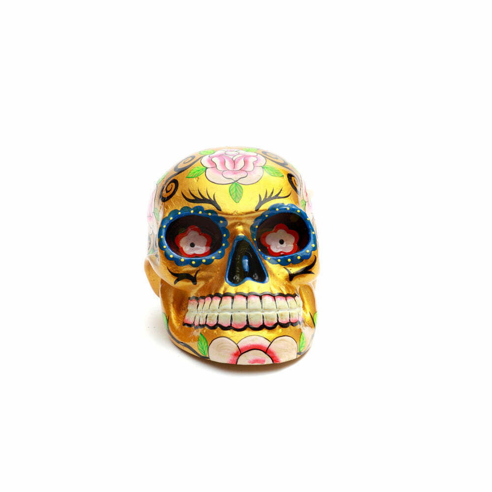 Verifica Figurină craniu de zahăr mexican aurie Statues S 7x9x7 cm Figurină craniu de zahăr mexican aurie Statues S 7x9x7 cm
