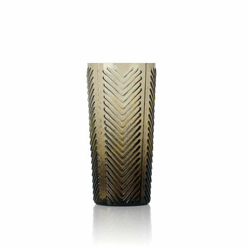 Verifica Pahar highball cu model herringbone, fumuriu, 17,5 cm