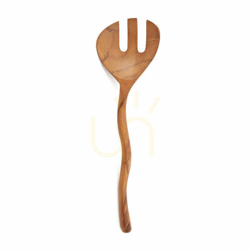 Verifica Furculiță pentru salată Bazar Bizar, mâner răsucit, lemn de tec natural, 27 cm