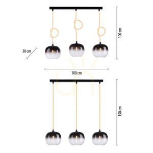Pendul Paul Neuhaus LUMA 2411-18 negru-alb, 3 × E27 cu cablu iluminat small 8