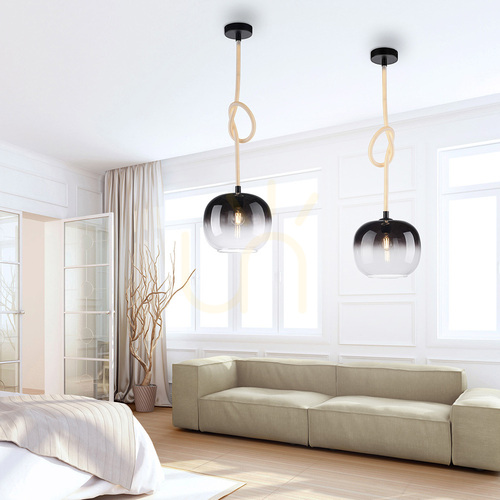 Verifica Lampă suspendată LUMA 2410-18 cu frânghie iluminată LED, neagră, E27