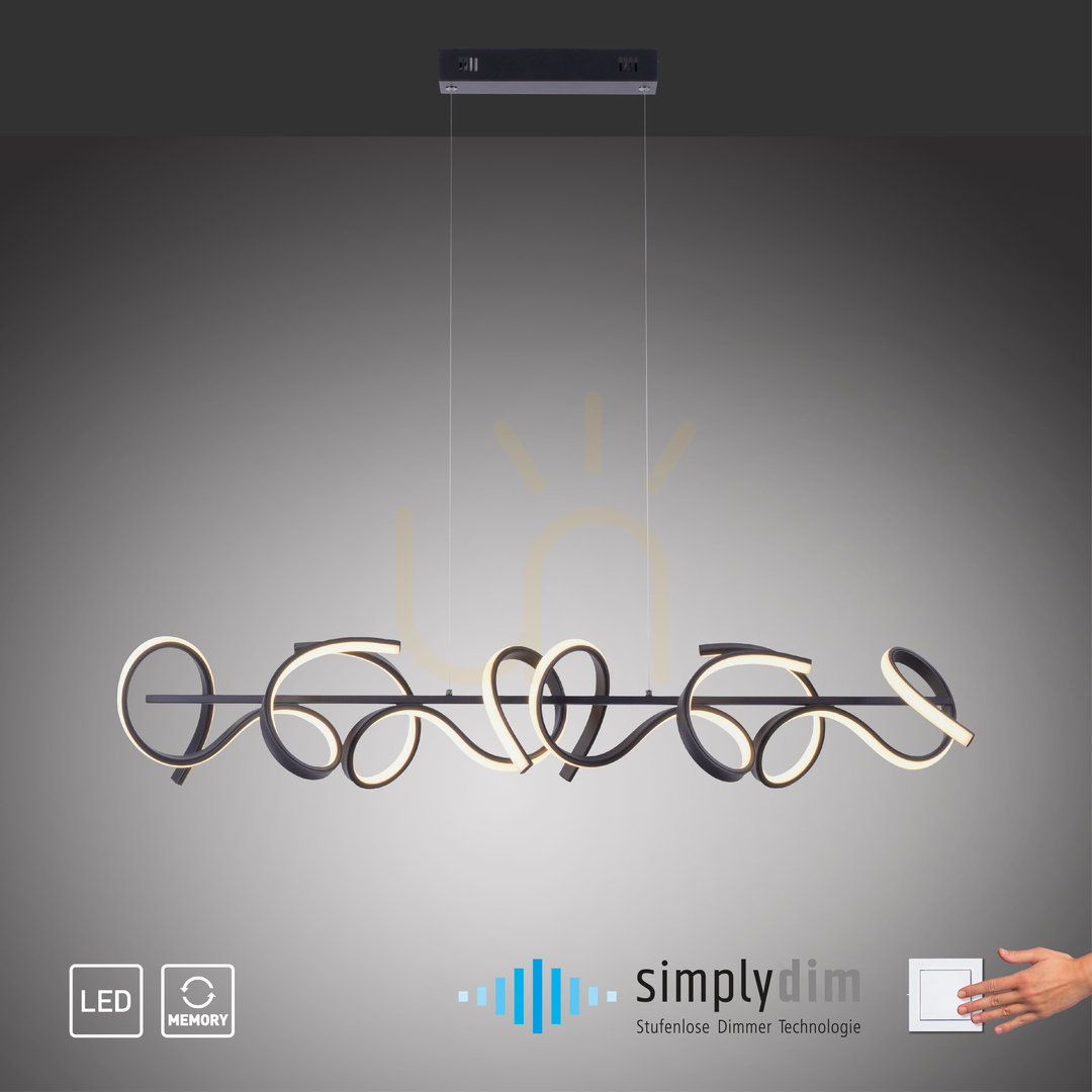 Spectacol Lampă suspendată CURLS 19033-18 negru 4xLED Lampă suspendată CURLS 19033-18 negru 4xLED