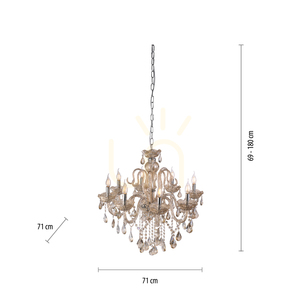 Candelabru cu cristale Paul Neuhaus GRACIA 3081-97, culoarea alamei, 8×E14 small 7