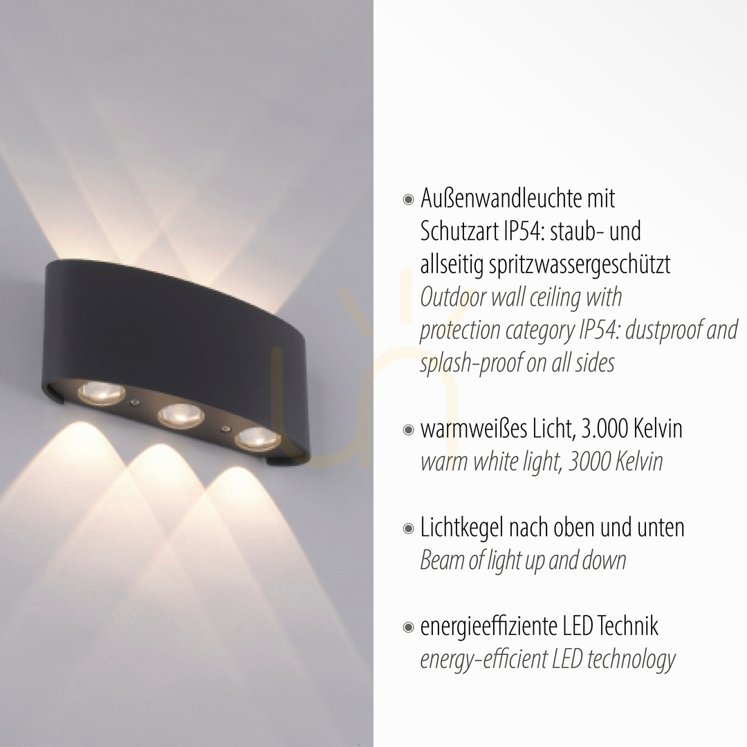 Afişa Lampă de perete CARLO 9488-13 Antracit 6xLED Lampă de perete CARLO 9488-13 Antracit 6xLED
