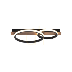 Plafonieră LED TROOPER 28W 1000lm 3000K două inele negru cu decor de lemn 53 cm 15615-78 small 1