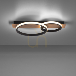 Plafonieră LED TROOPER 28W 1000lm 3000K două inele negru cu decor de lemn 53 cm 15615-78 small 4
