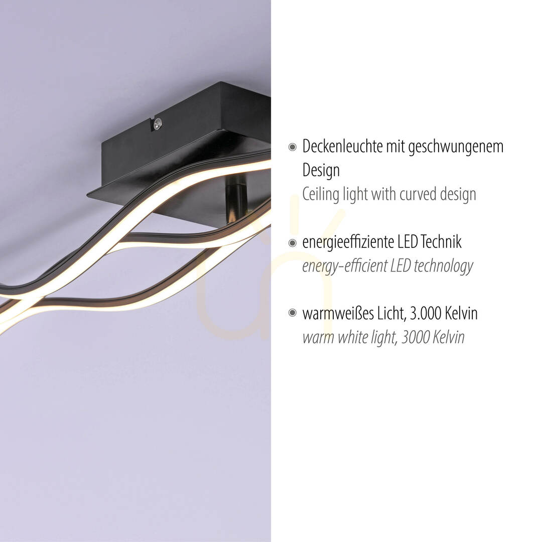 Afişa WAVE Plafond 15167-18 Negru 3xLED WAVE Plafond 15167-18 Negru 3xLED