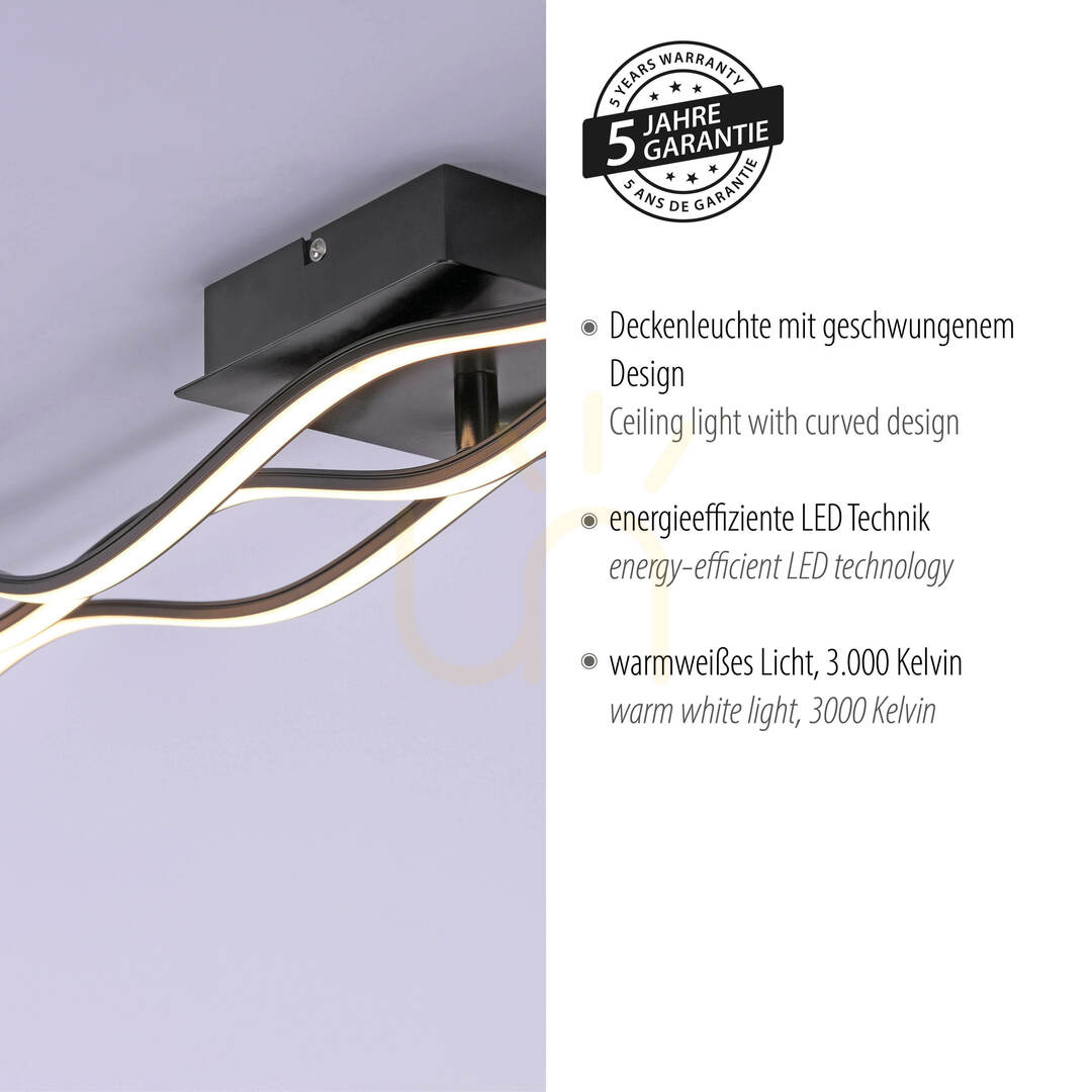 Spectacol WAVE Plafond 15167-18 Negru 3xLED WAVE Plafond 15167-18 Negru 3xLED