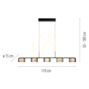 Lampă suspendată RIKA 2116-18 negru 5xLED small 8