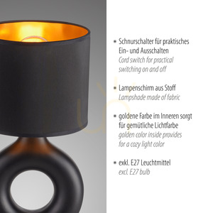 CARARA Lampă de masă 14193-18 negru 1xE27 small 3