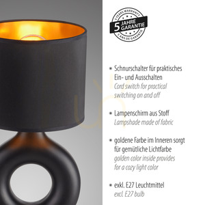 CARARA Lampă de masă 14193-18 negru 1xE27 small 4