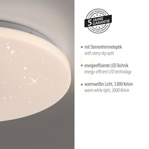 Plafonieră LED URANUS 14276-16 albă 34 cm efect cer înstelat 3000 K small 4