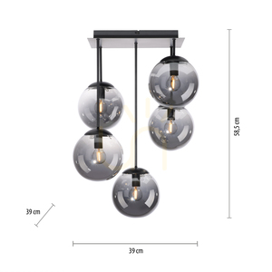 Plafonieră BIG WIDOW 14602-18 neagră, 5×E14 small 6