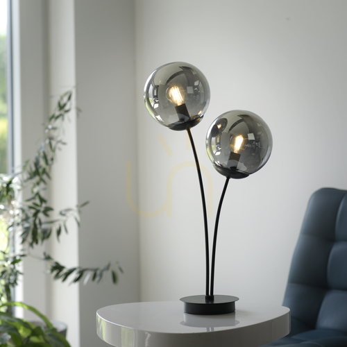 Verifica Lampă de masă JUST LIGHT BIG WIDOW 14605-18 neagră, sticlă fumurie, 2×E14
