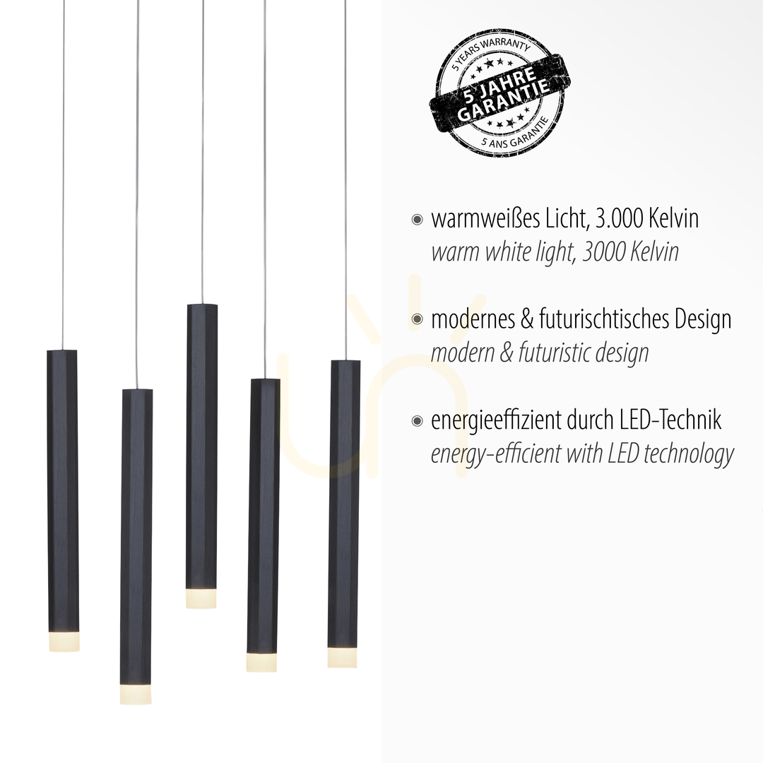 Afişa Lampă suspendată BRUNO 15206-18 negru 10xLED Lampă suspendată BRUNO 15206-18 negru 10xLED