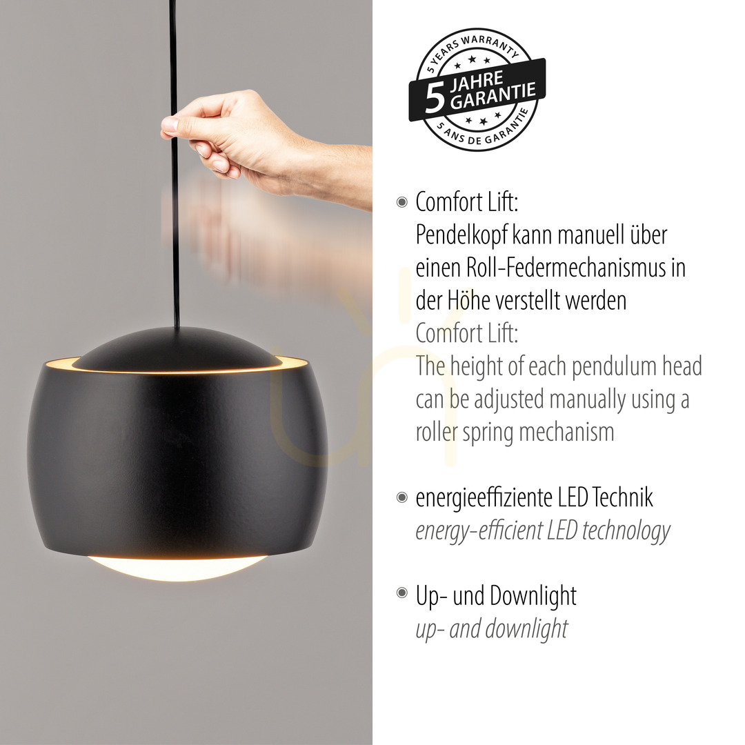 Spectacol BALLINI Lampă suspendată 15260-18 negru 1xLED BALLINI Lampă suspendată 15260-18 negru 1xLED