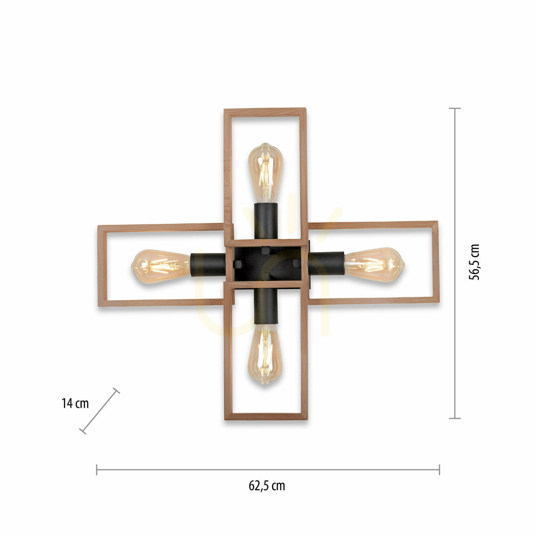 previzualizare Plafond FRANKY 15656-18 Negru 4xE27 Plafond FRANKY 15656-18 Negru 4xE27
