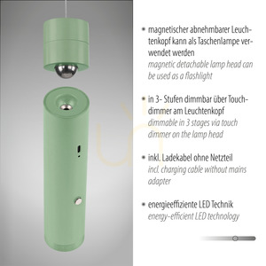 Lampă suspendată ATTACH 18281-43 Verde 1xLED small 3