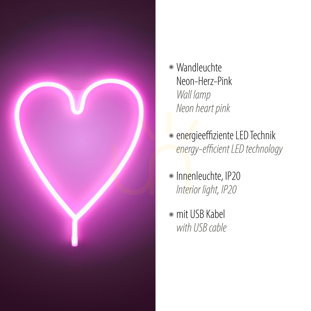 Afişa Lampă de perete NEON-HERZ 85020-87 Roz 1xLED Lampă de perete NEON-HERZ 85020-87 Roz 1xLED