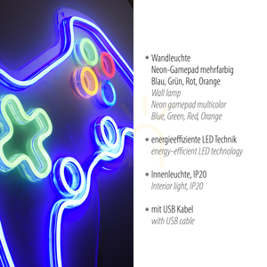 Panou LED decorativ NEON-GAMER 85022-70, controler de joc, USB, 60 x 40 cm small 3