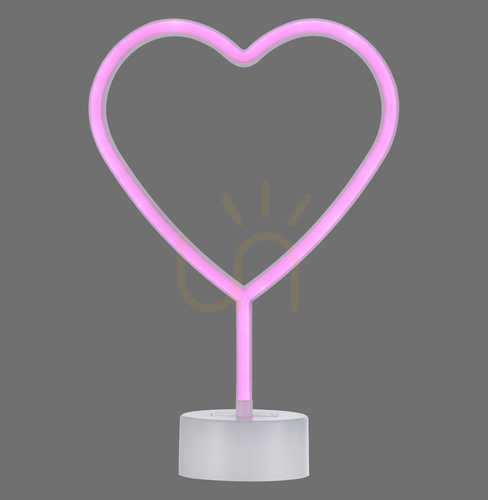 Verifica Neon decorativ NEON-HERZ inimă roz 30 × 20 cm, LED, cu baterii 3×AA, Just Light 85028-87