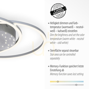 Plafonieră LED YUKI 6025-55 argintiu 66,8 cm 48 W CCT 2700–5000 K cu telecomandă small 3